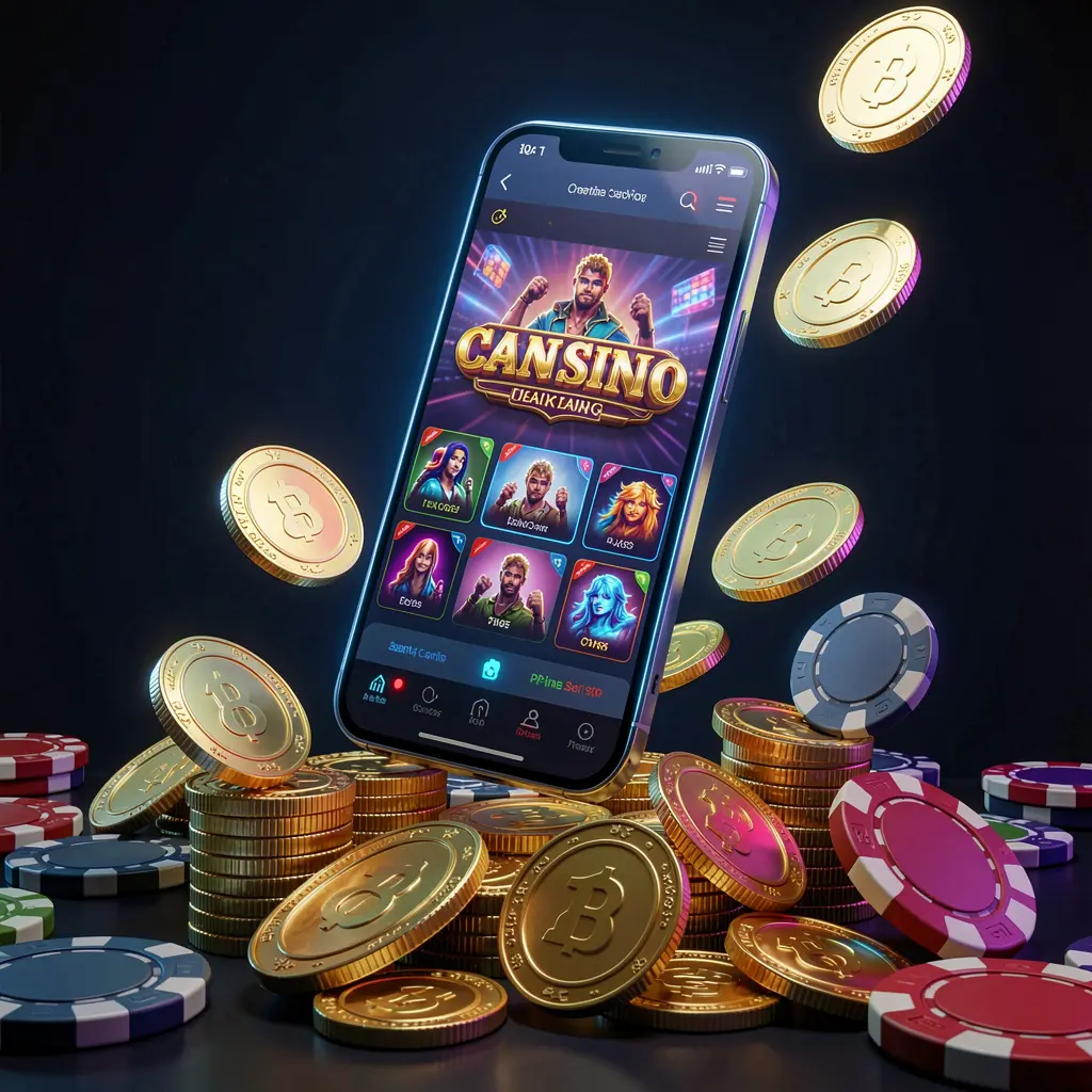 X71 online casino app promotion banner showing a phone floating above golden coins and poker chips with a dark blue and black background and cinematic neon glow in a realistic 3D render X71 online casino app promotion banner showing a phone floating above golden coins and poker chips with a dark blue and black background and cinematic neon glow in a realistic 3D render