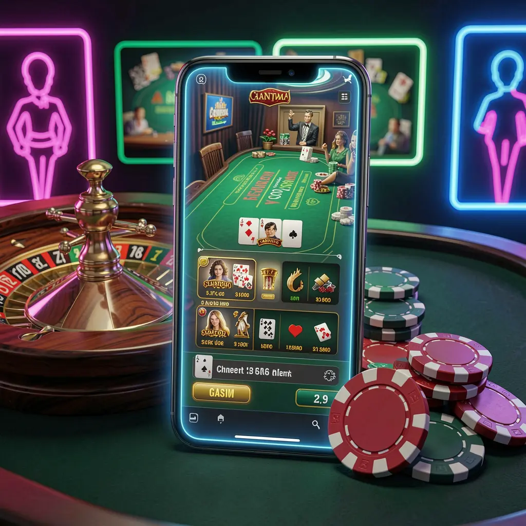 X71 online casino platform displayed on a smartphone with a glowing roulette wheel and poker chips around it against a premium neon background in a 3D realistic render X71 online casino platform displayed on a smartphone with a glowing roulette wheel and poker chips around it against a premium neon background in a 3D realistic render