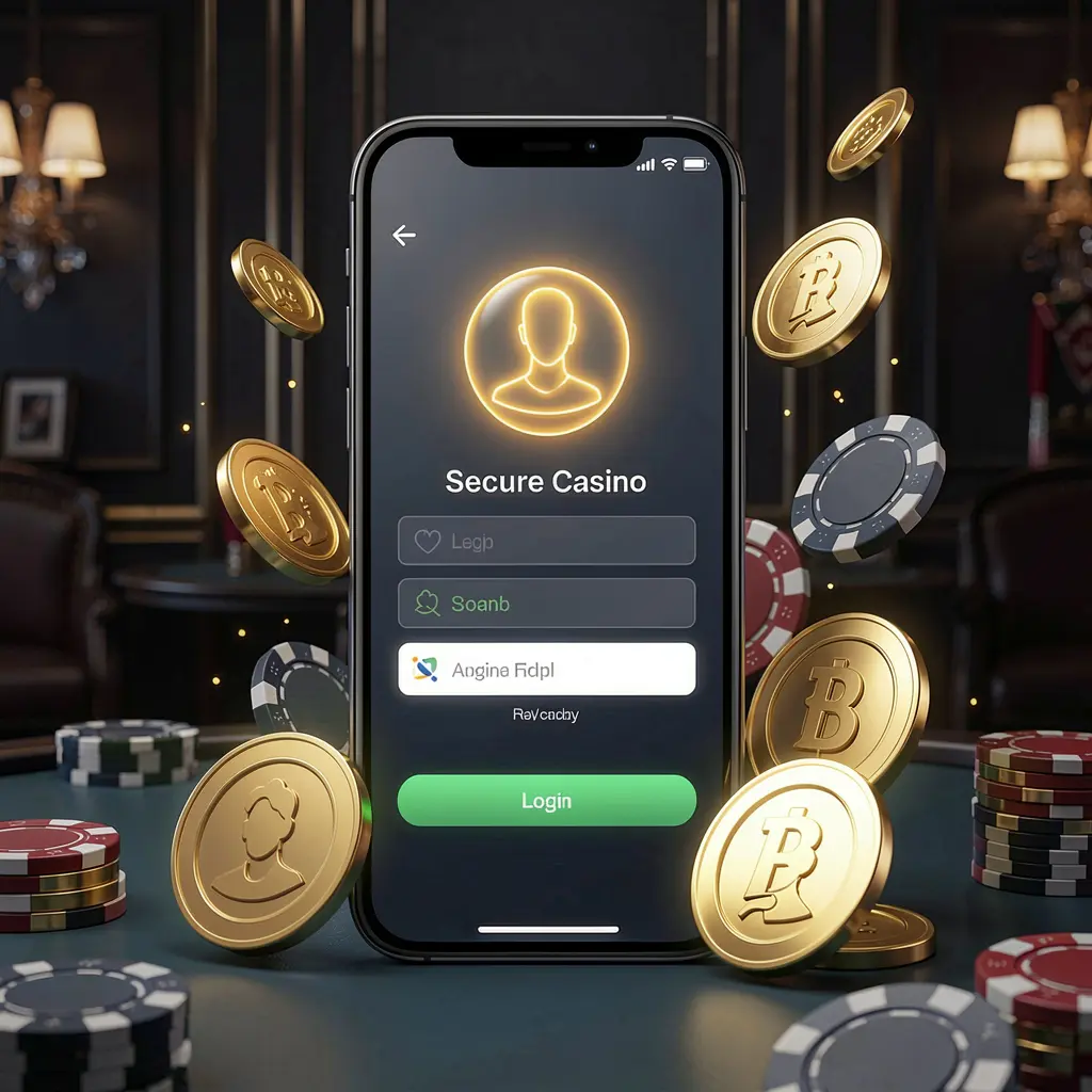 X71 online casino login page hero banner featuring a modern smartphone with a secure login screen, glowing user profile icon, golden coins and poker chips surrounding it on a dark luxury background X71 online casino login page hero banner featuring a modern smartphone with a secure login screen, glowing user profile icon, golden coins and poker chips surrounding it on a dark luxury background